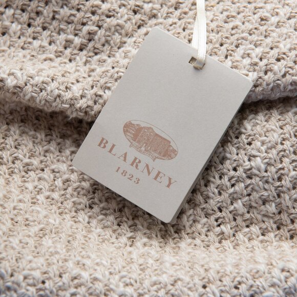 Blarney Nuala Cardigan Linen Cotton Aran Knit Irish Sweater Natural Tan Medium - Picture 5 of 7